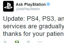 PlayStation Networkが復旧へ―海外公式Twitterで報告【UPDATE】 画像