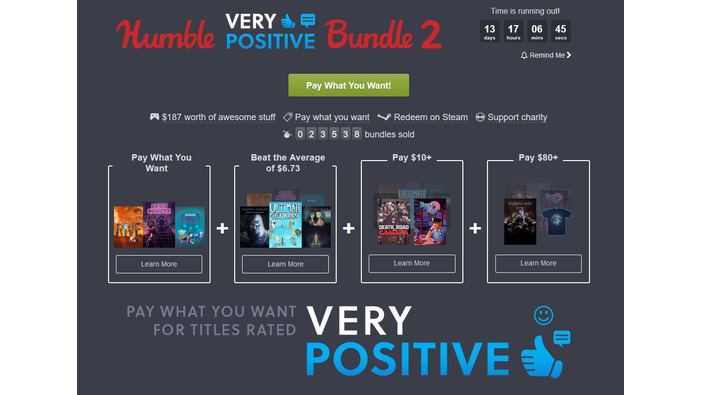 高評価作品が揃う『Humble Very Positive Bundle 2』開催！