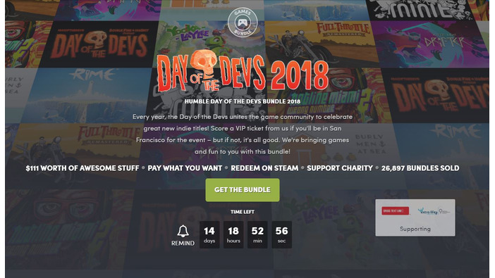 高評価インディーゲームが1ドルから手に入る「HUMBLE DAY OF THE DEVS BUNDLE 2018」開始！