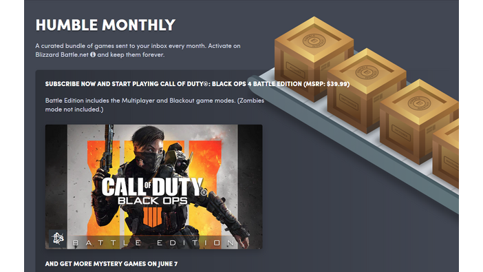 「Humble Monthly」6月度早期アンロックに『CoD:BO4 バトル版』登場