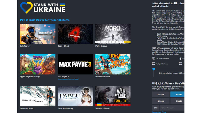 【毎週土曜はTwitter懸賞】『Back 4 Blood』などが収録された「Stand With Ukraine bundle」を1名にプレゼント！