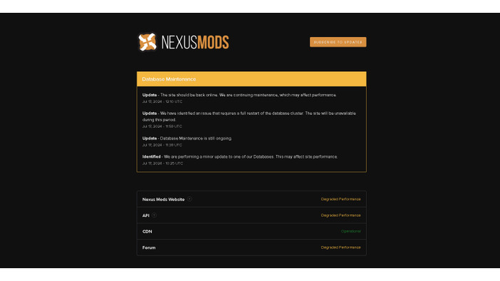 MOD配布サイト「Nexus Mods」パフォーマンス低下中―データベース関連のメンテナンス実施に伴い