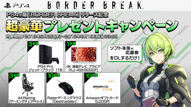 『BORDER BREAK』正式サービスを開始!PS4 Proや4Kテレビが当たる記念キャンペーンが開催中