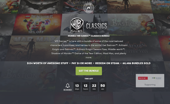 『Batman』シリーズや『Mad Max』が手に入る「HUMBLE WB GAMES CLASSICS BUNDLE」開始！