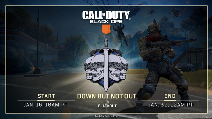 『CoD:BO4』バトルロイヤル「BLACKOUT」リスポーン可能な期間限定モード「Down But Not Out」がPS4先行で開催！