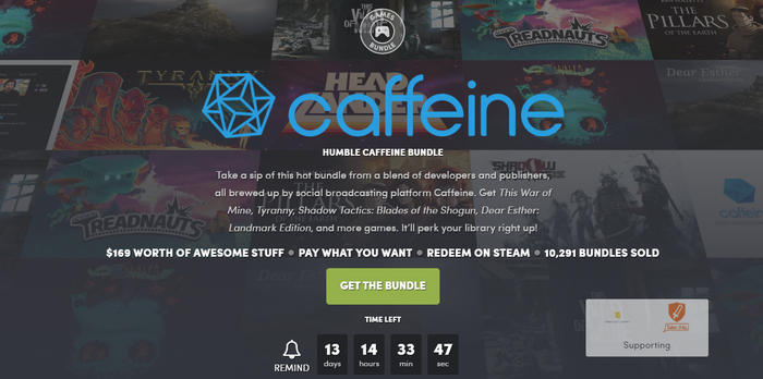 『This War of Mine』『Shadow Tactics』などが割安で手に入る「HUMBLE CAFFEINE BUNDLE」開始！