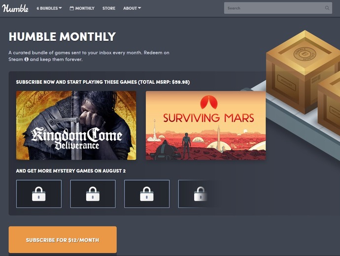 「Humble Monthly」8月度早期アンロックに『キングダムカム・デリバランス』、『Surviving Mars』登場