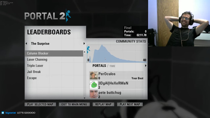 海外ゲーマーが『Portal 2』「Column Blocker」ステージの“ポータル未使用クリア”に初成功！