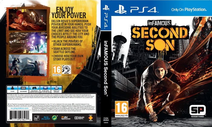 欧米で3月21日発売予定のPS4『inFAMOUS Second Son』カバーが公開―必要HDD容量などが明らかに