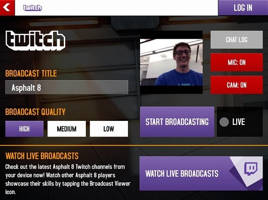 Twitch配信サービスがモバイルゲームに対応、初タイトルはGameloftの『アスファルト8: Airborne』