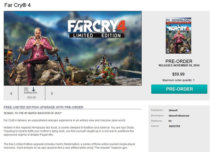 『Far Cry 4』のストーリー概要を説明するページが海外Uplayにて一時掲載