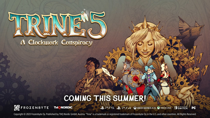 パズルACTシリーズ新作『Trine 5: A Clockwork Conspiracy』発表！3人のキャラクターが悪党の悪だくみを阻止する旅に出る