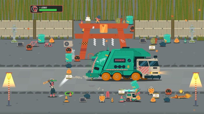 道端のゴミも街のゴミたちもまとめて「お掃除」ベルトスクロールゴミ収集格闘ACT『PixelJunk Scrappers Deluxe』7月27日発売決定―最大4人でのマルチプレイも