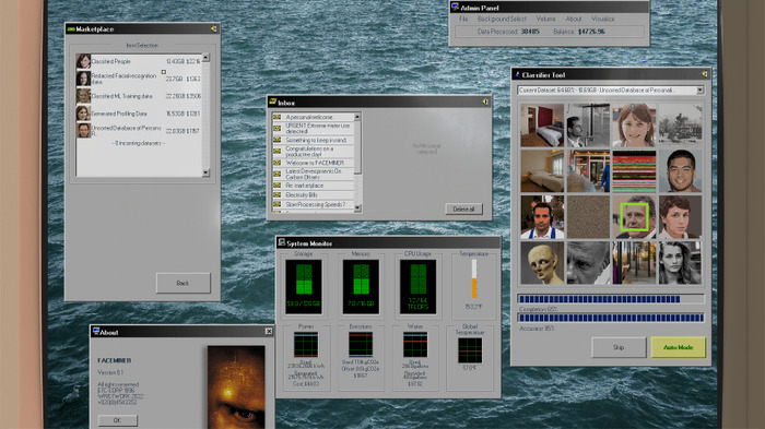 生体認証データを収集分類する90年代ディストピアな経営シム『FACEMINER』発表！