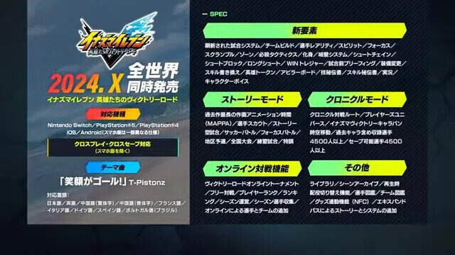 『イナズマイレブン 英雄たちのヴィクトリーロード』2024年発売！ 来年3月には全世界同時ベータテストも