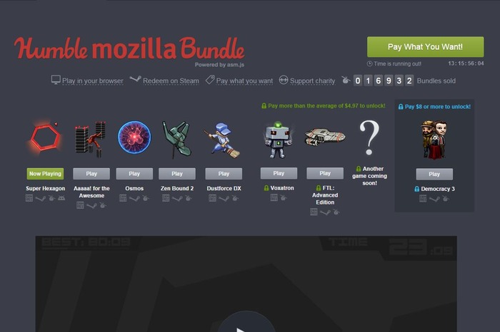 Humble Mozilla Bundleが開催中、『FTL』や『Super Hexagon』などがブラウザでデモプレイ可能