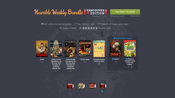 Humble Bundleで「バンクーバーエディション」が開催中、『Shank』や『PvZ』など人気作が1ドルから