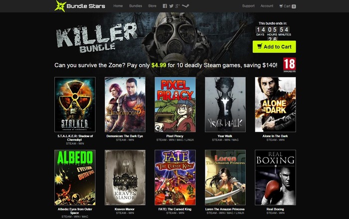 Bundle Starsで「Killer Bundle」が販売中、スポーツ、ホラー、サンドボックス、何でもありのバンドルパック