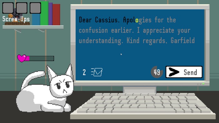 助けて！猫がキーボードの上に…タイピングゲーム『Keyboard Catastrophe』無料リリース。やきもちペットと格闘しながらメール作業