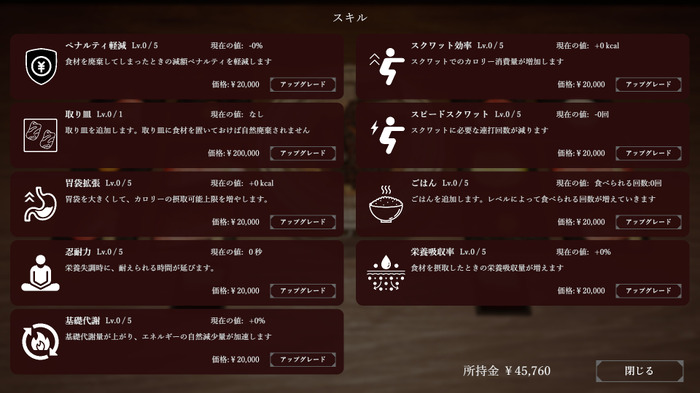 焼肉の食材でどれだけ生き残れるか？『焼肉パーティーサバイバル』Steamでリリース―栄養バランスも重要、満腹になったらスクワットで運動だ