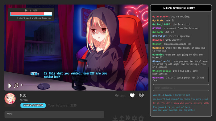 ネットいじめ体験を新作に…美少女ストリーマーADV『I Hate My Waifu Streamer』開発背景を告白。デモ版は75％完成済