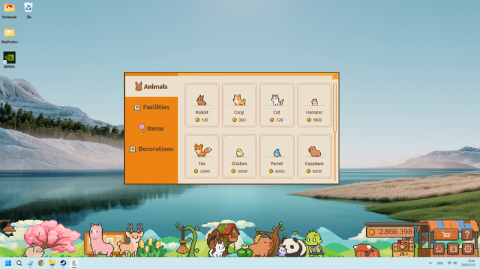 デスクトップ画面の下でカワイイ動物を育てる放置型牧場ゲーム『デスクトップ小動物牧場』配信開始！