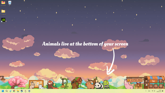 デスクトップ画面の下でカワイイ動物を育てる放置型牧場ゲーム『デスクトップ小動物牧場』配信開始！