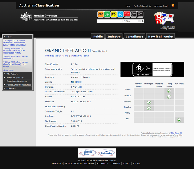 グランド セフト オートiii が新たにオーストラリア審査機関に登録 年齢制限の違いが意味するところは Game Spark 国内 海外ゲーム情報サイト